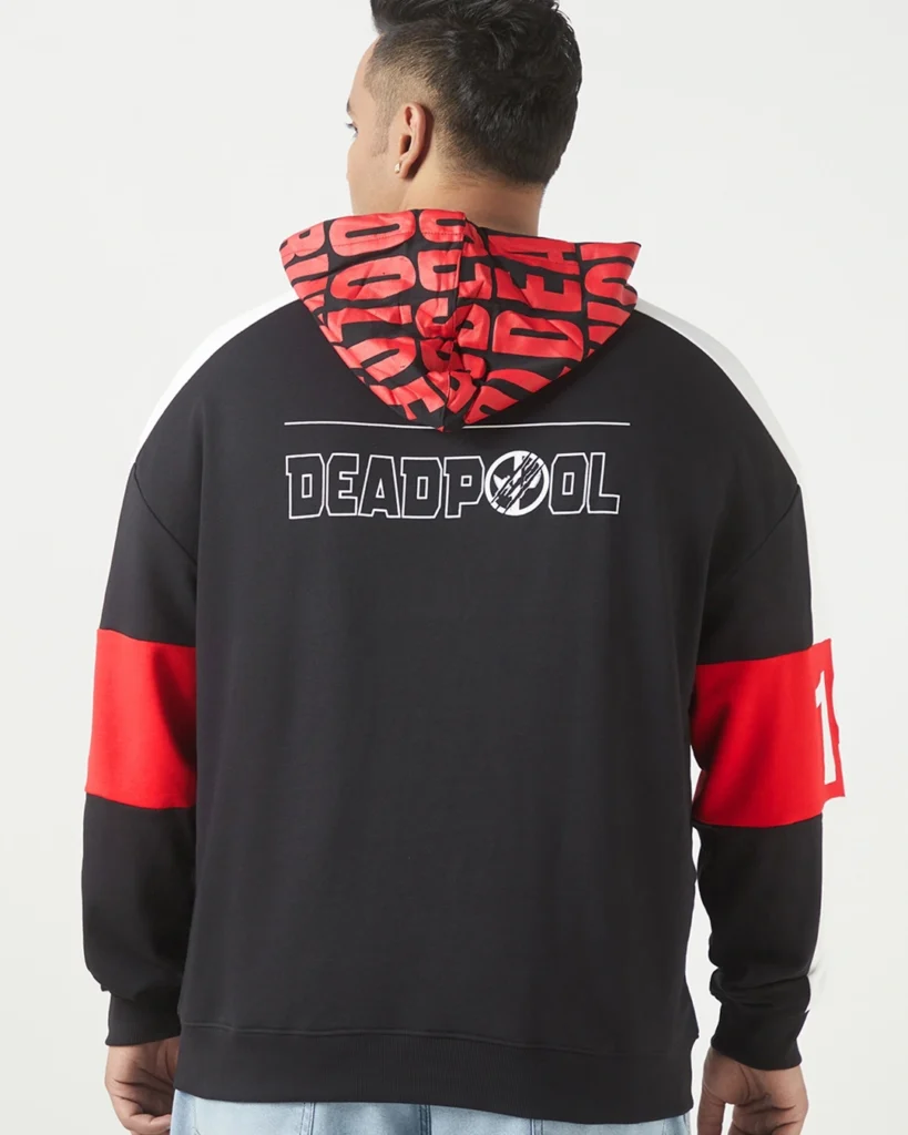 men's black & white graphic printed oversized plus size hoodies