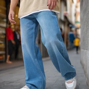 men's blue super baggy fit mid rise jeans