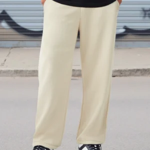 men's beige textured oversized parachute pants