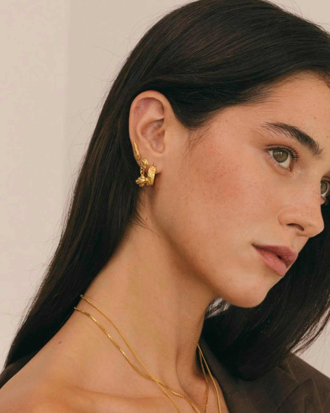 Textured Molten Gold Hoop & Stud Set