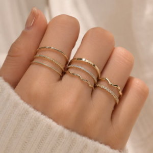 Luminous Layers Crystal & Gold Ring Set
