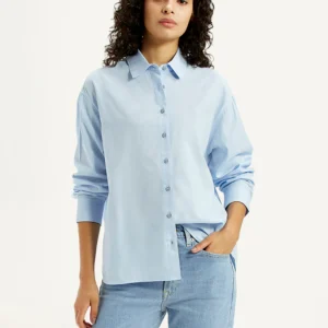 Women's Solid Light Blue Relaxed Fit Shirt