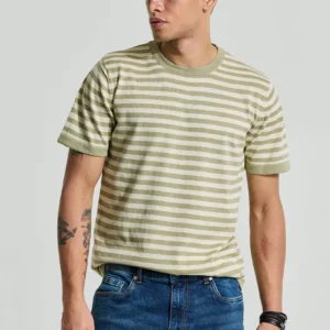 Men's Striped Olive Slim Fit T-shirt