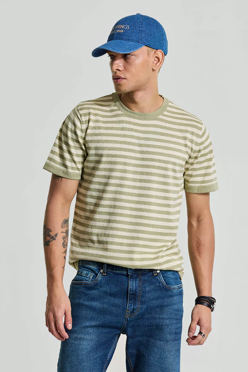 Men's Striped Olive Slim Fit T-shirt