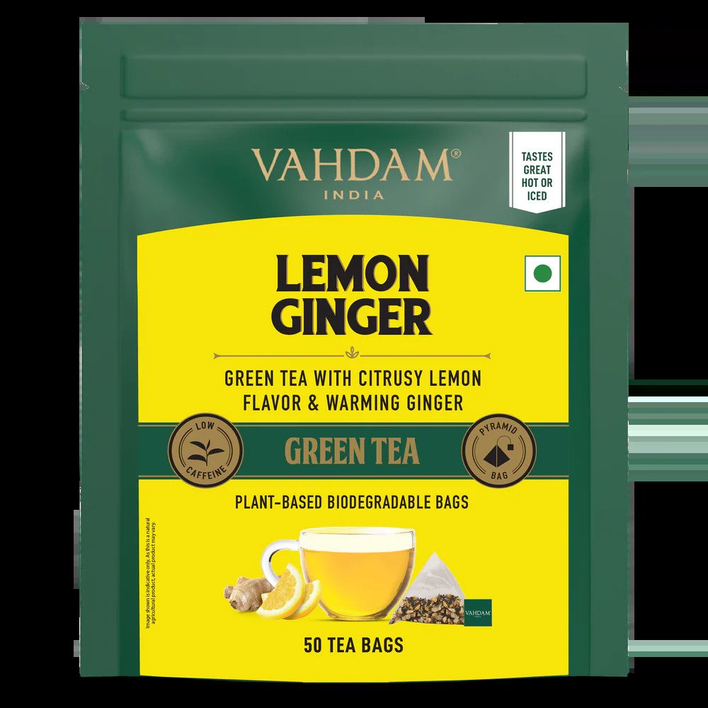 Lemon Ginger Green Tea, 50 Count