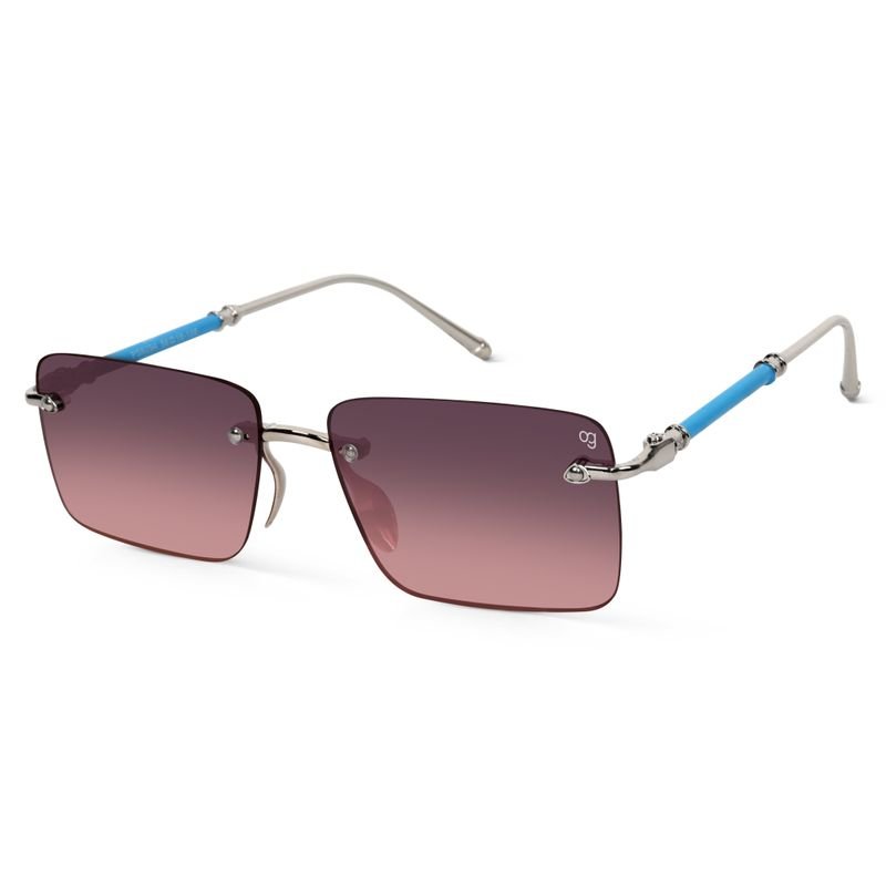 Kylro Rectangle Rimless Pink & Silver Sunglasses