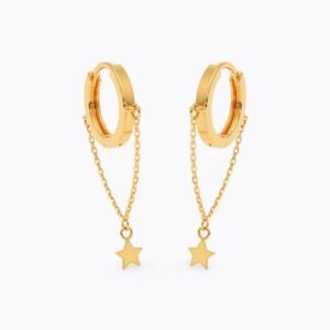 Swaying Star Gold Hoop Earrings