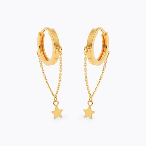 Swaying Star Gold Hoop Earrings