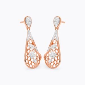 Lattice Fern Diamond Drop Earrings