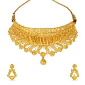 Fluid grace golden necklace set